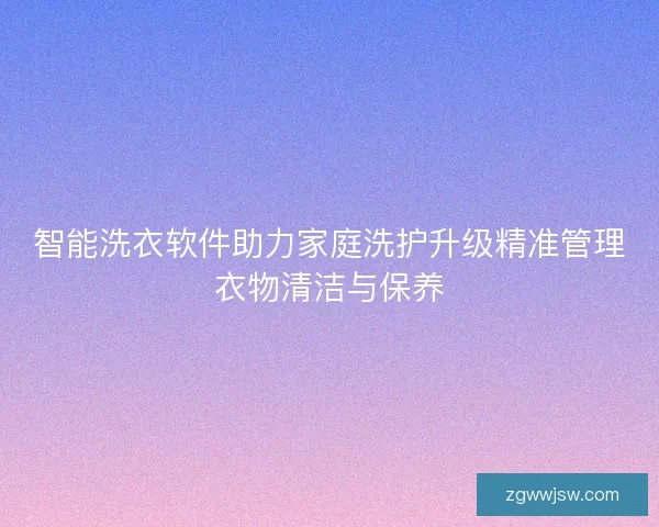 智能洗衣软件助力家庭洗护升级精准管理衣物清洁与保养