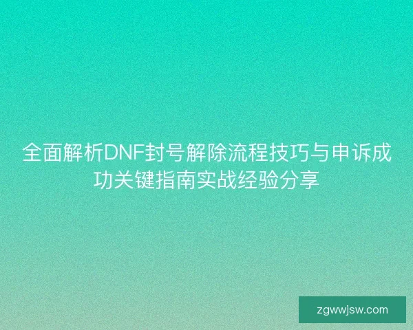 全面解析DNF封号解除流程技巧与申诉成功关键指南实战经验分享