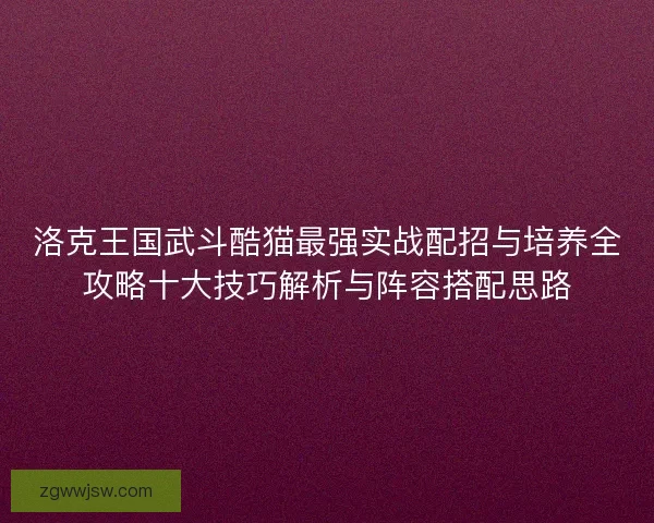 洛克王国武斗酷猫最强实战配招与培养全攻略十大技巧解析与阵容搭配思路