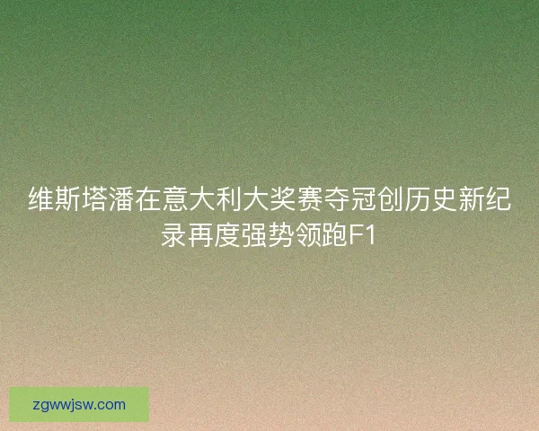 维斯塔潘在意大利大奖赛夺冠创历史新纪录再度强势领跑F1