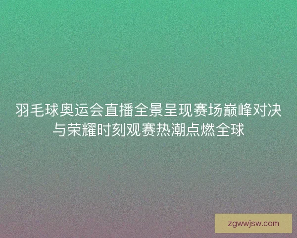 羽毛球奥运会直播全景呈现赛场巅峰对决与荣耀时刻观赛热潮点燃全球